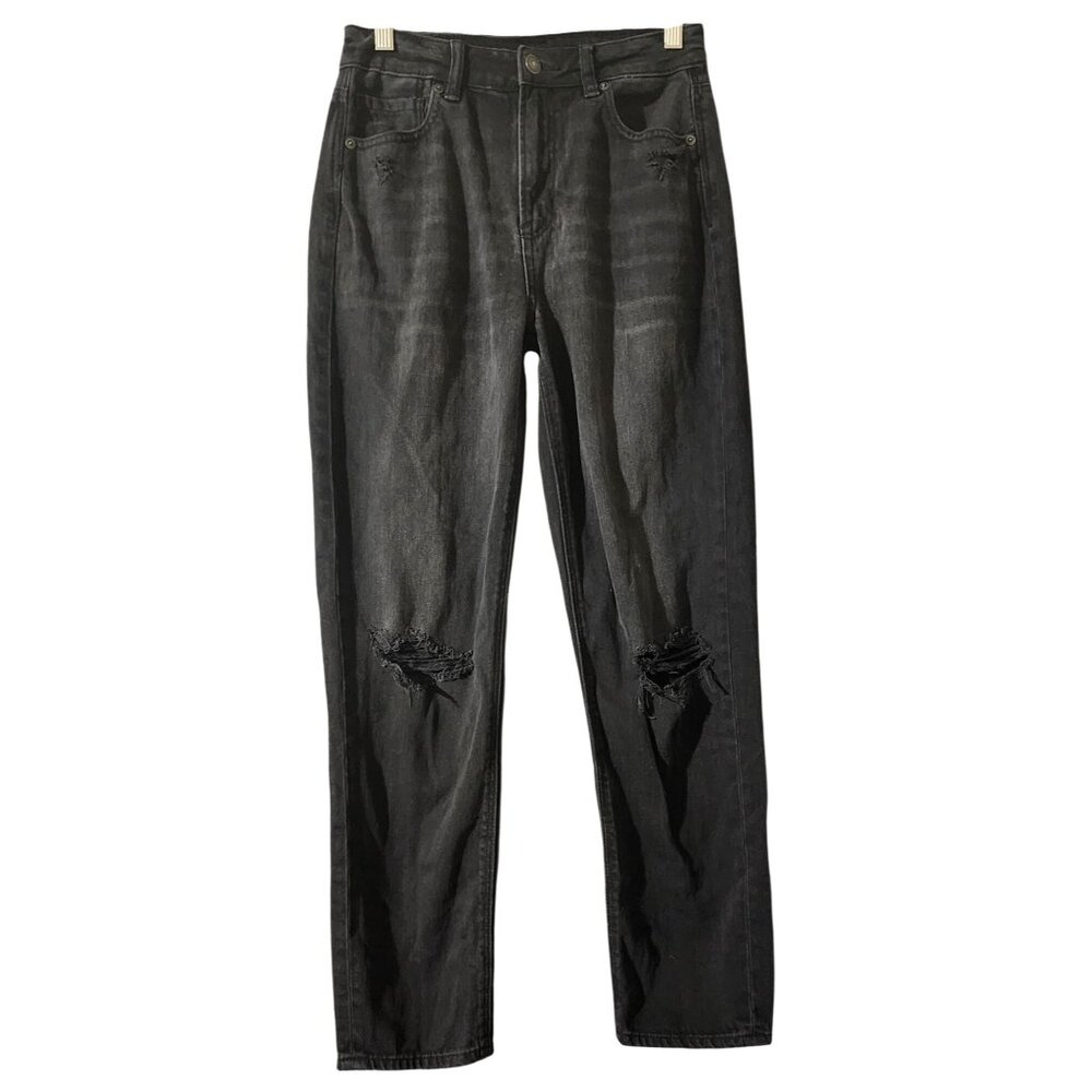 American Eagle Black Distressed Skinny Jeans Womens Size 2 Regular Comfort Stret